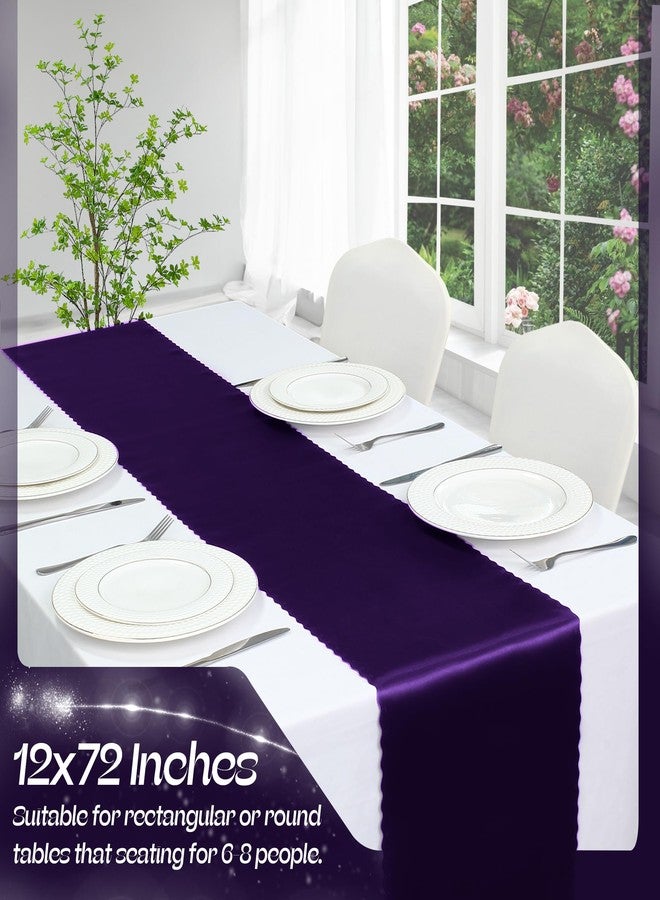 VACVELT 12 Pack Satin Table Runners - 12 x 72 Inches Long, Purple Table Runners for Wedding, Birthday Party, Banquet, Graduation, Engagements - Image 3